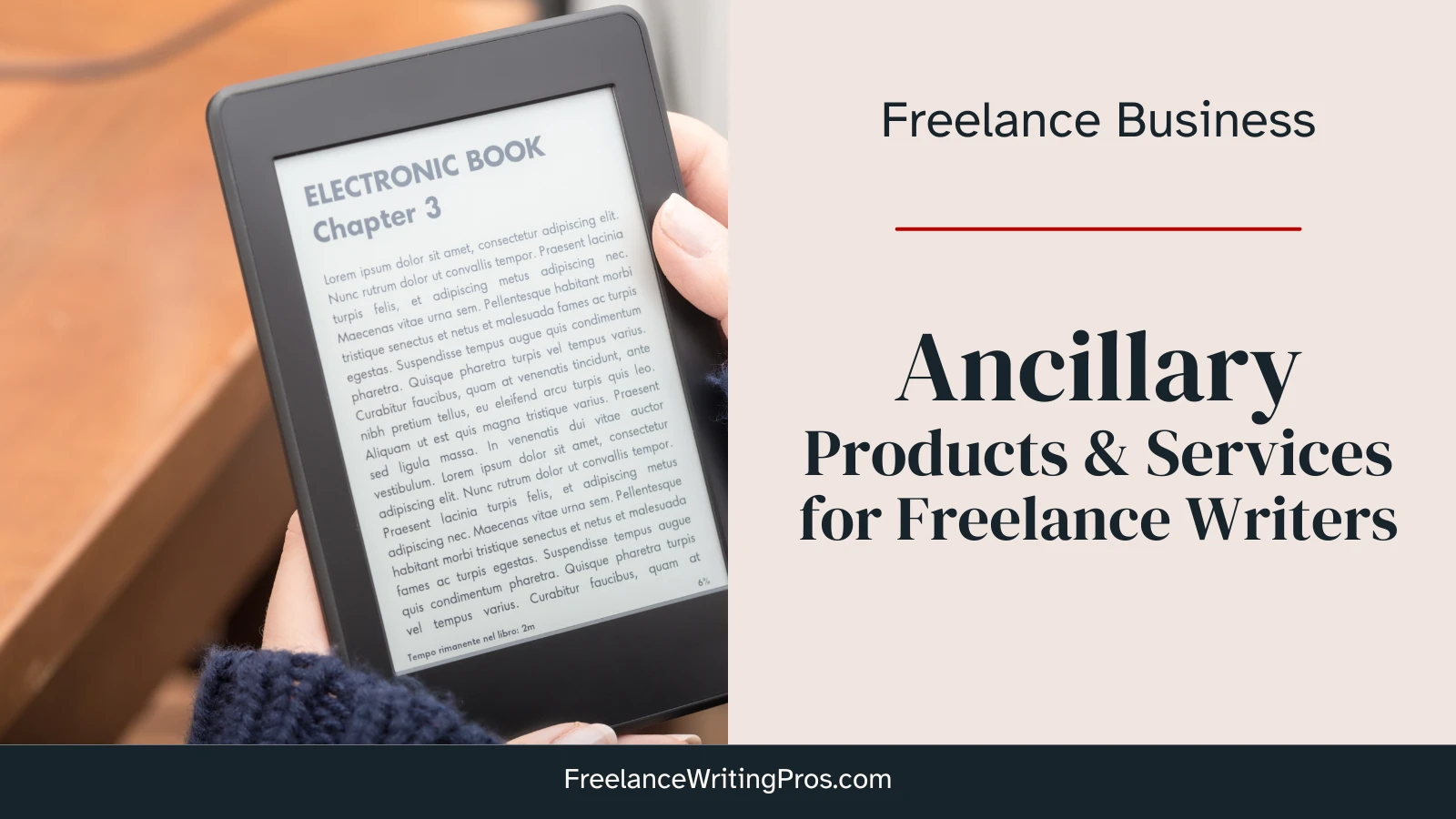 Ancillary Products and Services for Freelance Writers - Image of someone holding an e-book reader